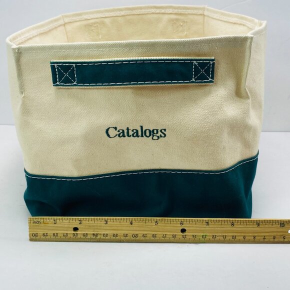 LL BEAN Canvas Catalog Storage Tote 100% Cotton Heavy Canvas 8" x 9.5" x 8” - Picture 12 of 14